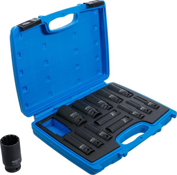 Kraft-Steckschlüssel-Einsatz-Satz Gear Lock | Antrieb Innenvierkant 12,5 mm (1/2") | SW 10 - 32 mm | 14-tlg.