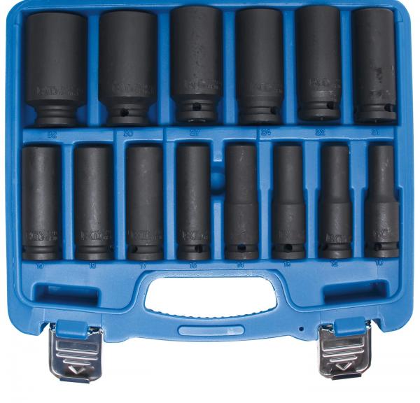 Kraft-Steckschlüssel-Einsatz-Satz Sechskant | Antrieb Innenvierkant 12,5 mm (1/2") | SW 10 - 32 mm | 14-tlg.