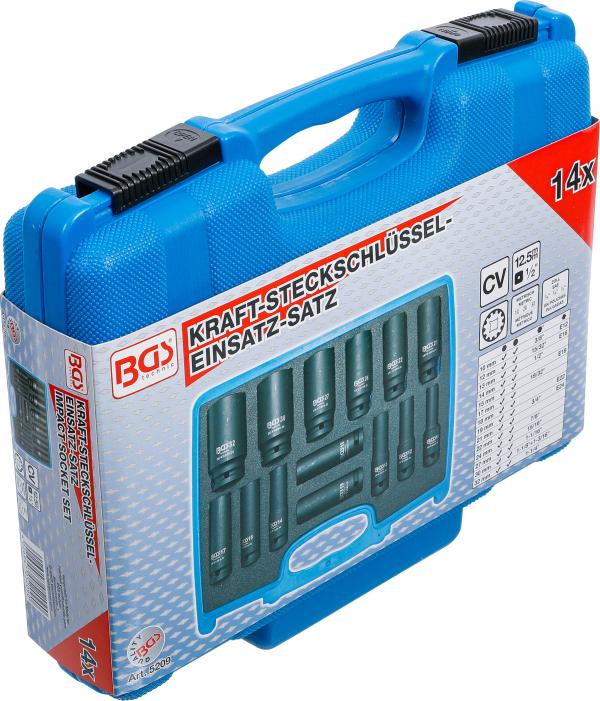 Kraft-Steckschlüssel-Einsatz-Satz Gear Lock | Antrieb Innenvierkant 12,5 mm (1/2") | SW 10 - 32 mm | 14-tlg.