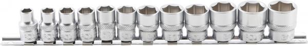 Steckschlüssel-Einsatz-Satz, Sechskant | Antrieb Innenvierkant 10 mm (3/8") | SW 8 - 19 mm | 12-tlg.