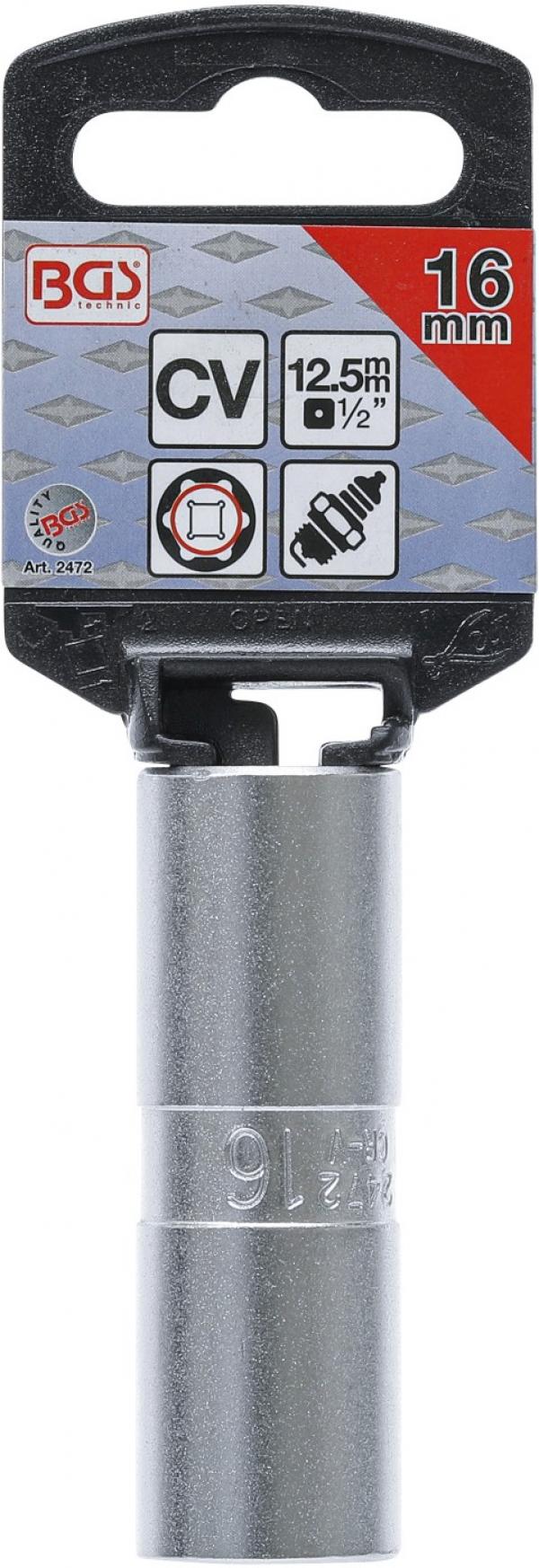 Zündkerzen-Einsatz Sechskant | Antrieb Innenvierkant 12,5 mm (1/2") | SW 16 mm