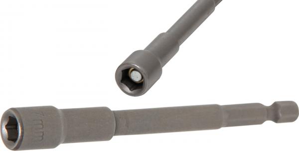 Steckschlüssel-Einsatz Sechskant, extra lang | für Bohrmaschinen | Antrieb Außensechskant 6,3 mm (1/4") | SW 7 mm