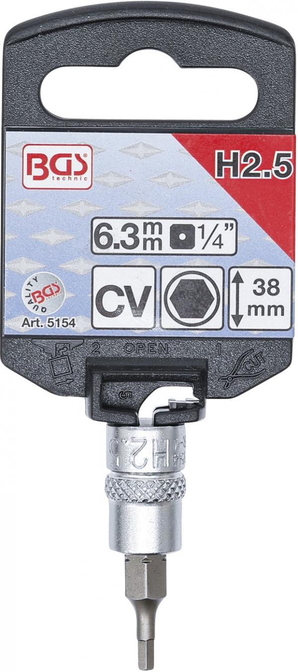 Bit-Einsatz | Antrieb Innenvierkant 6,3 mm (1/4") | Innensechskant 2,5 mm