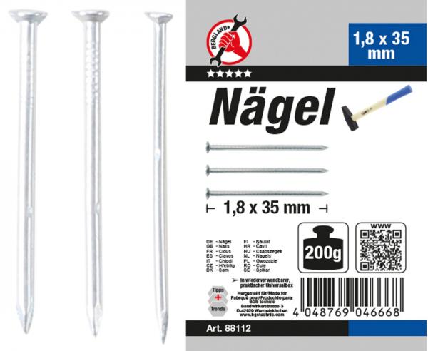 Nägel-Sortiment | 200 g | 1,8 x 35 mm