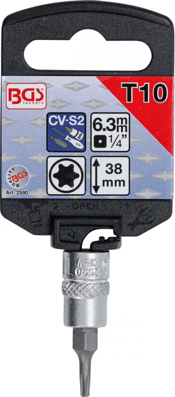 Bit-Einsatz | Antrieb Innenvierkant 6,3 mm (1/4") | T-Profil (für Torx) T10