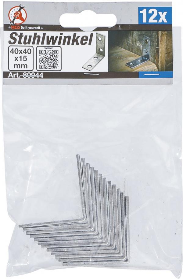 Stuhlwinkel | 40 x 40 x 15 mm | 12-tlg.