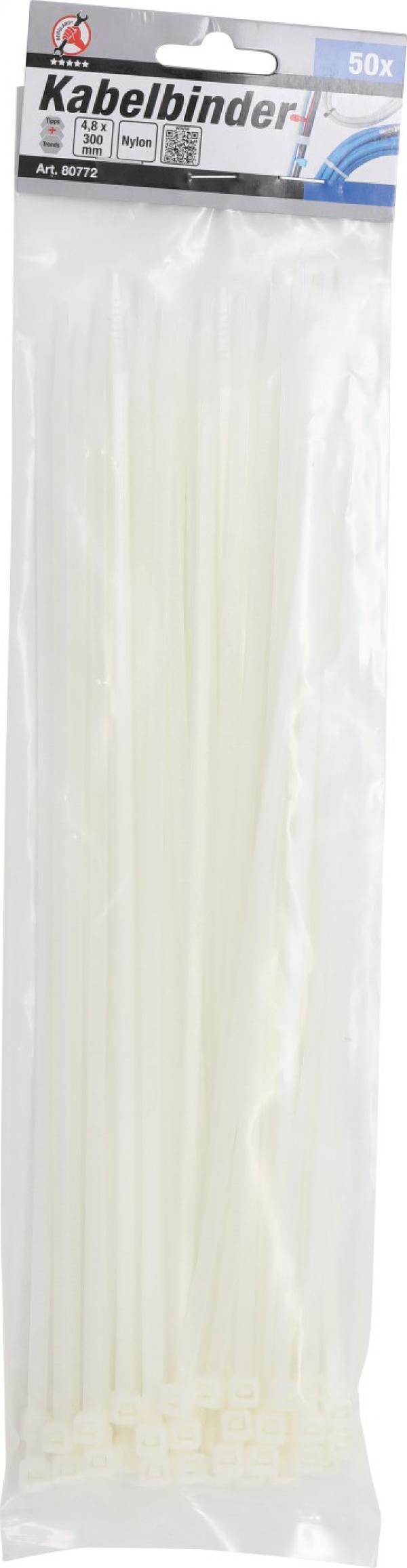 Kabelbinder-Sortiment | weiß | 4,8 x 300 mm | 50-tlg.