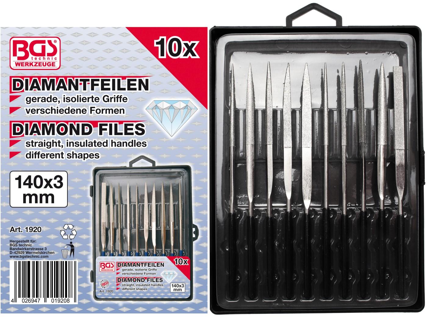 Diamantfeilen-Satz | gerade | 140 x 3 mm | 10-tlg.