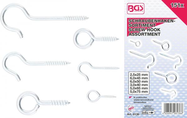 Schraubhaken-Sortiment | 151-tlg.