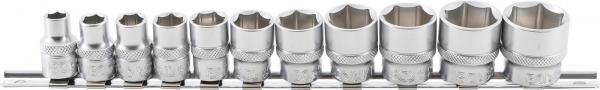 Steckschlüssel-Einsatz-Satz, Sechskant | Antrieb Innenvierkant 10 mm (3/8") | SW 5/16" - 7/8" | 11-tlg.