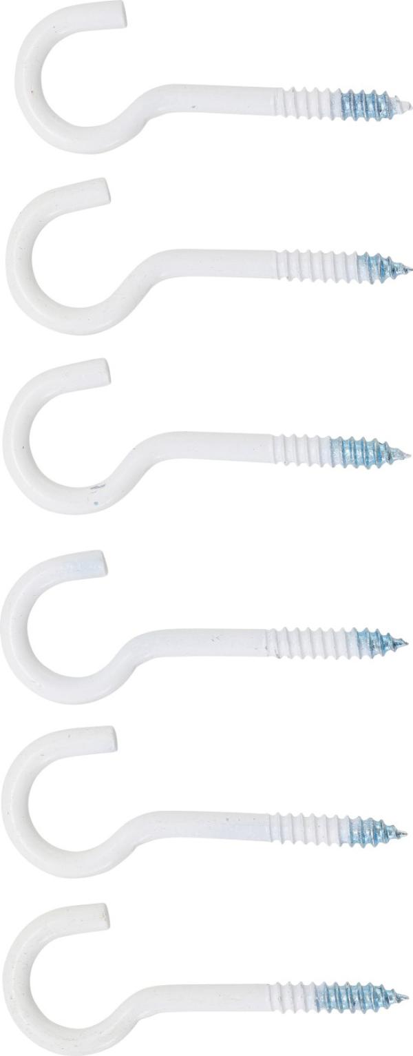 Schraubhaken-Sortiment | weiß | kunststoffummantelt | 60 mm | 6-tlg.