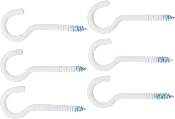 Schraubhaken-Sortiment | weiß | kunststoffummantelt | 60 mm | 6-tlg.