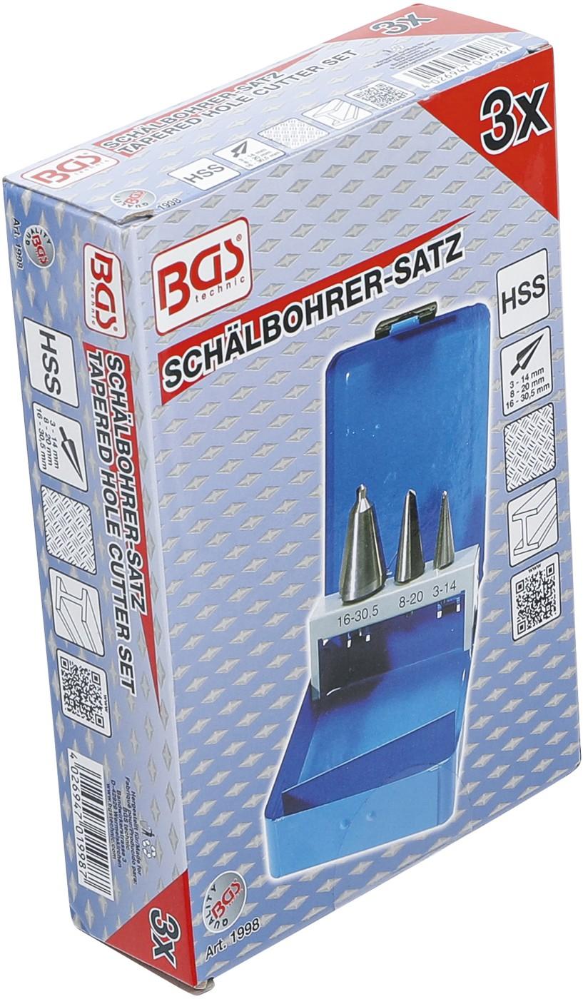 Blechschälbohrer-Satz | HSS | 3 Größen | 3-tlg.
