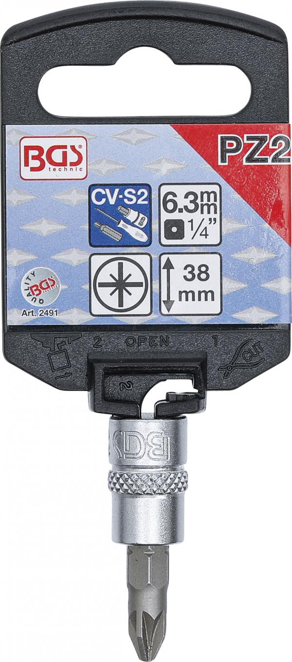 Bit-Einsatz | Antrieb Innenvierkant 6,3 mm (1/4") | Kreuzschlitz PZ2