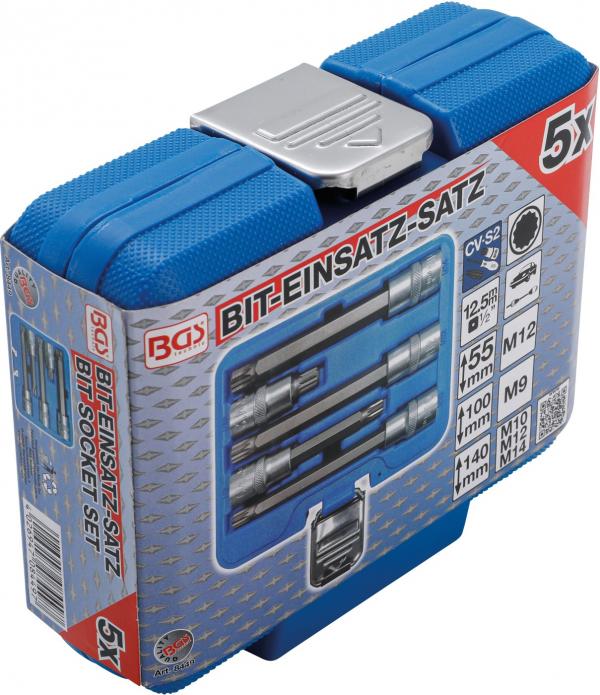 Bit-Einsatz-Satz | Antrieb Innenvierkant 12,5 mm (1/2") | Innenvielzahn (für XZN) | 5-tlg.