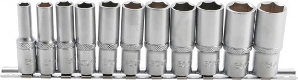 Steckschlüssel-Einsatz-Satz Sechskant, tief | Antrieb Innenvierkant 10 mm (3/8") | SW 8 - 19 mm | 11-tlg.