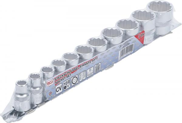 Steckschlüssel-Einsatz-Satz, Zwölfkant | Antrieb Innenvierkant 10 mm (3/8") | Zollgrößen | 11-tlg.