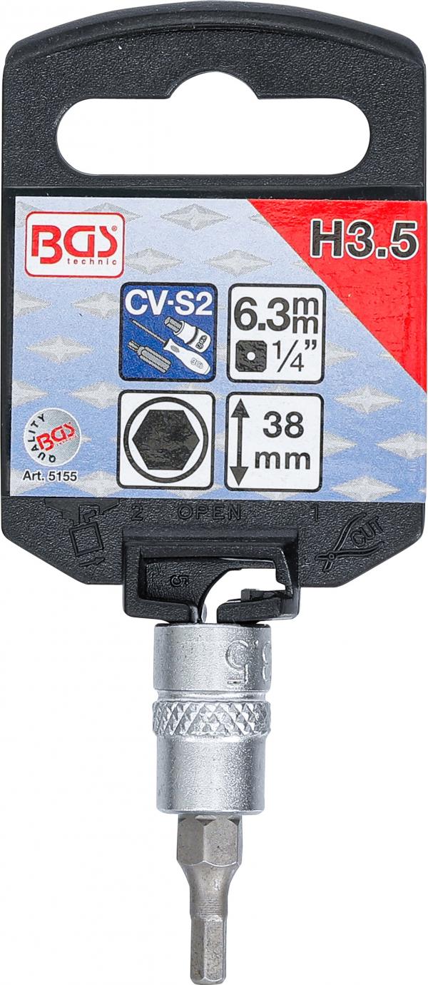 Bit-Einsatz | Antrieb Innenvierkant 6,3 mm (1/4") | Innensechskant 3,5 mm