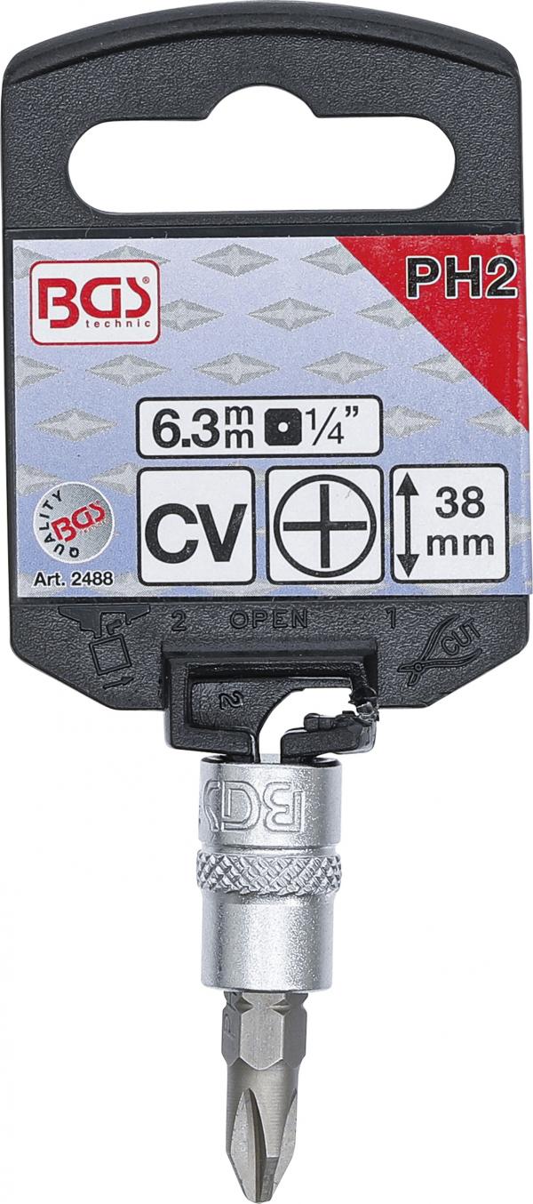 Bit-Einsatz | Antrieb Innenvierkant 6,3 mm (1/4") | Kreuzschlitz PH2