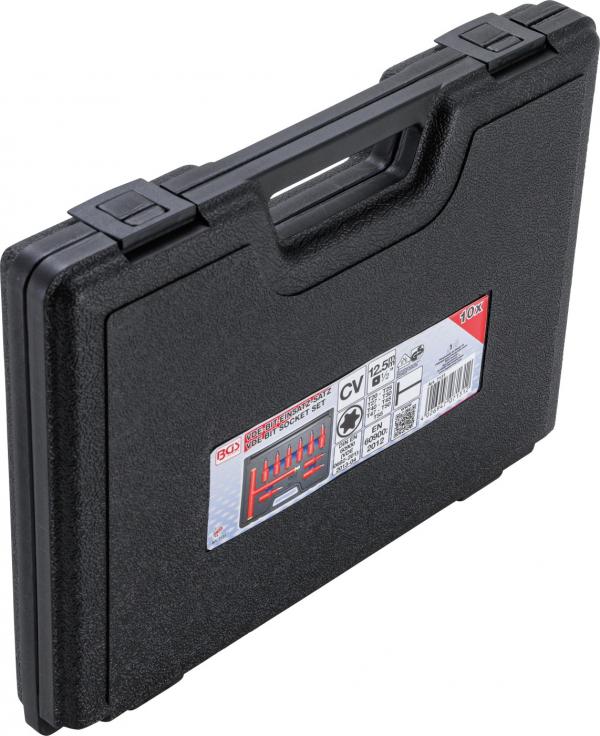 VDE-Bit-Einsatz-Satz | Antrieb Innenvierkant 12,5 mm (1/2") | T-Profil (für Torx) T20 - T55 | 10-tlg.