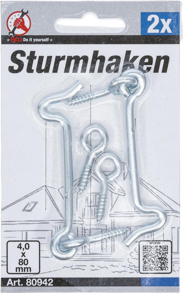 Sturmhaken | 4,0 x 80 mm | 2-tlg.
