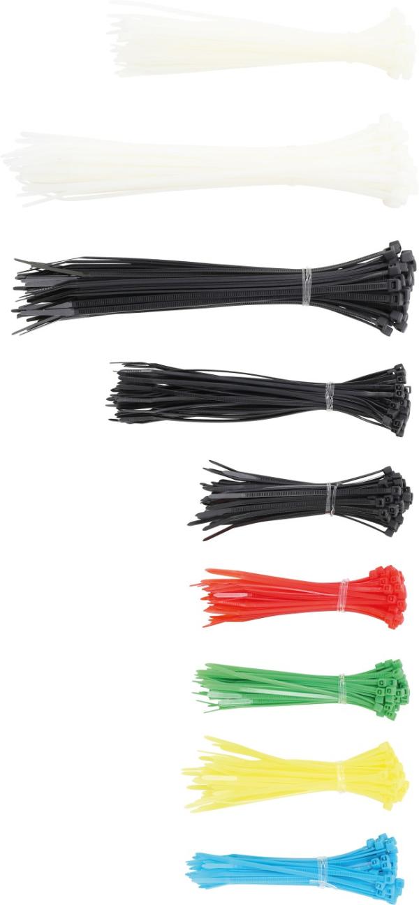 Kabelbinder-Sortiment | farbig | 100 - 150 - 200 mm | 450-tlg.
