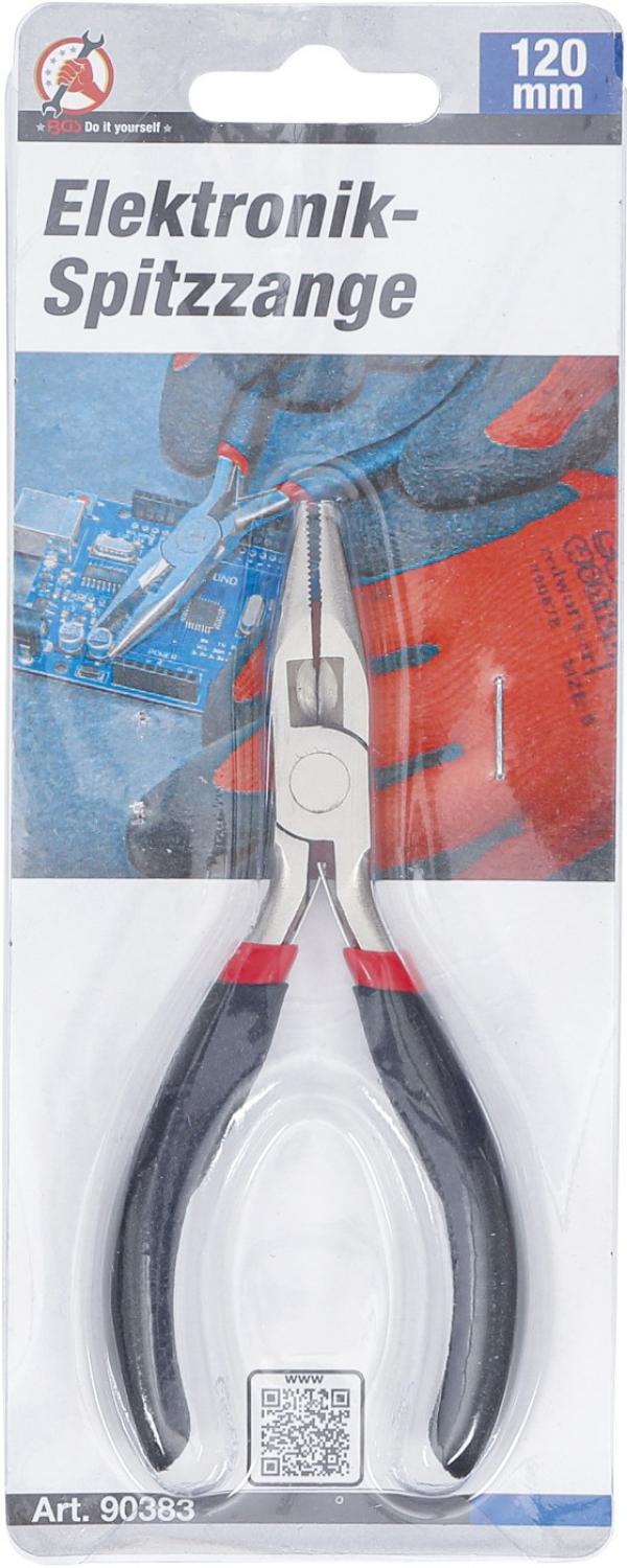 Elektronik-Spitzzange | gerade | mit Feder | 120 mm
