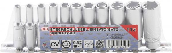 Steckschlüssel-Einsatz-Satz Sechskant, tief | Antrieb Innenvierkant 6,3 mm (1/4") | SW 4 - 13 mm | 11-tlg.