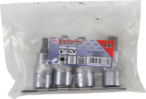 Bit-Einsatz-Satz | Antrieb Innenvierkant 12,5 mm (1/2") | T-Profil (für Torx) T40 - T55 | 4-tlg.