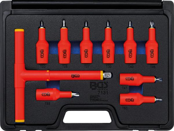 VDE-Bit-Einsatz-Satz | Antrieb Innenvierkant 12,5 mm (1/2") | T-Profil (für Torx) T20 - T55 | 10-tlg.