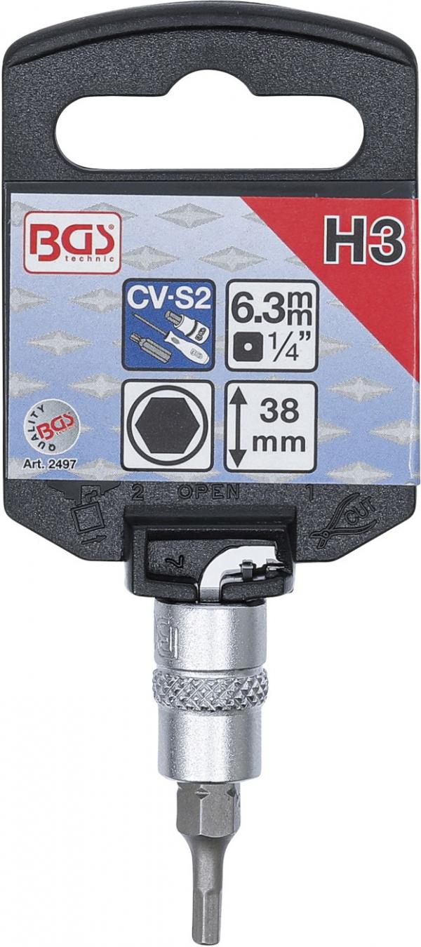 Bit-Einsatz | Antrieb Innenvierkant 6,3 mm (1/4") | Innensechskant 3 mm